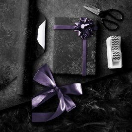 Velvety Onyx Damask | Svart Vampy Grunge Baroque Presentpapper