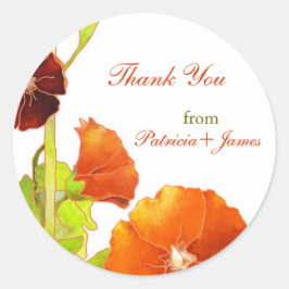 Velvety Red Hollyhocks Bröllop Tack Runt Klistermärke