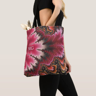 Velvety Rosy Blommigt Se Fractal Abstrakt Monogram Tygkasse
