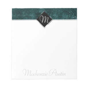 Velvety Teal Damask Mörk grönt Grunge Baroque Anteckningsblock