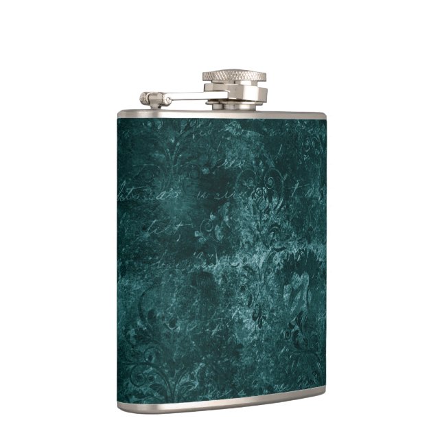 Velvety Teal Damask | Mörk grönt Grunge Baroque Fickplunta (Höger)