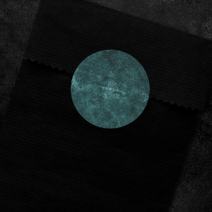 Velvety Teal Damask Mörk grönt Grunge Baroque Runt Klistermärke