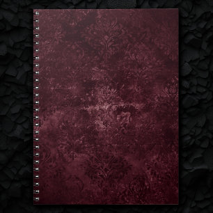 Velvety Vin Damask Bordeaux Sangria Grunge Glam Anteckningsbok