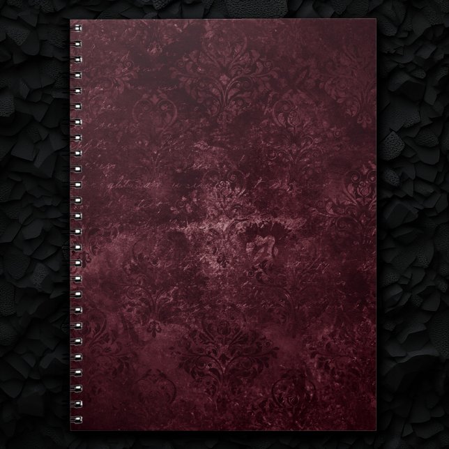 Velvety Vin Damask | Bordeaux Sangria Grunge Glam Anteckningsbok (Skapare uppladdad)
