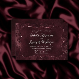 Velvety Vin Damask   Bordeaux Sangria Grunge Glam Inbjudningar