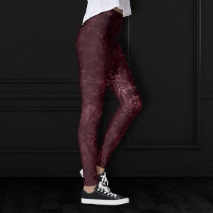 Velvety Vin Damask Bordeaux Sangria Grunge Glam Leggings