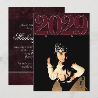 Velvety Vin Damask | Maroon Grunge Baroque Photo Inbjudningar