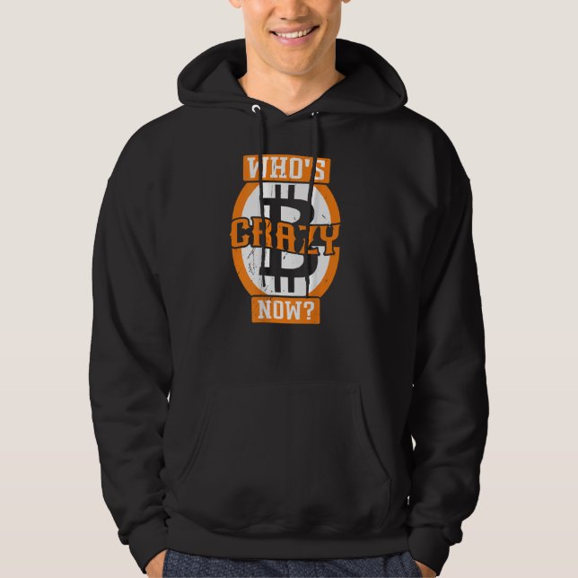 Vem är Crazy Now Backprint Crypto Bitcoin Hoodie (Framsida)
