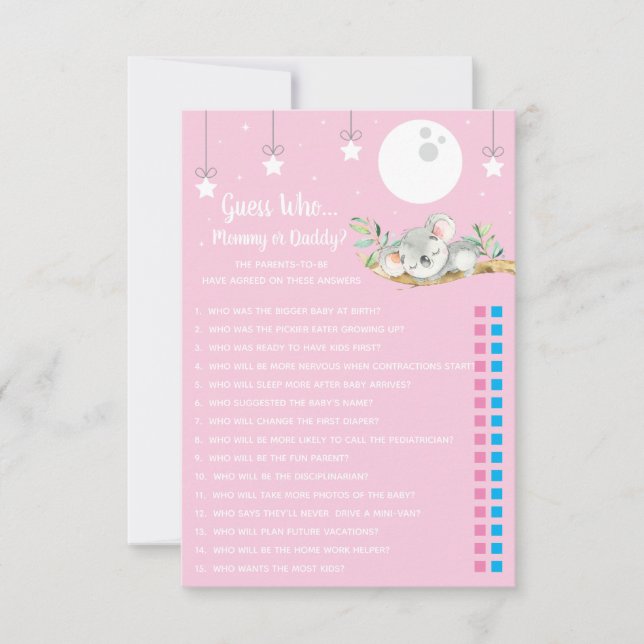 Vem är det som spelar ut Koala Baby Shower Game?   Inbjudningar (Framsida)
