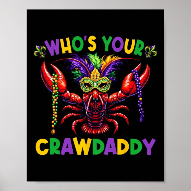 Vem är din Crawdaddy Crawfish Jester Maskpärlon Ma Poster (Framsidan)