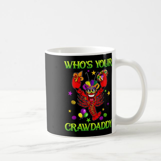 Vem Är Din Crawdaddy Crawfish Jester Pärlor Roligt Kaffemugg (Höger)