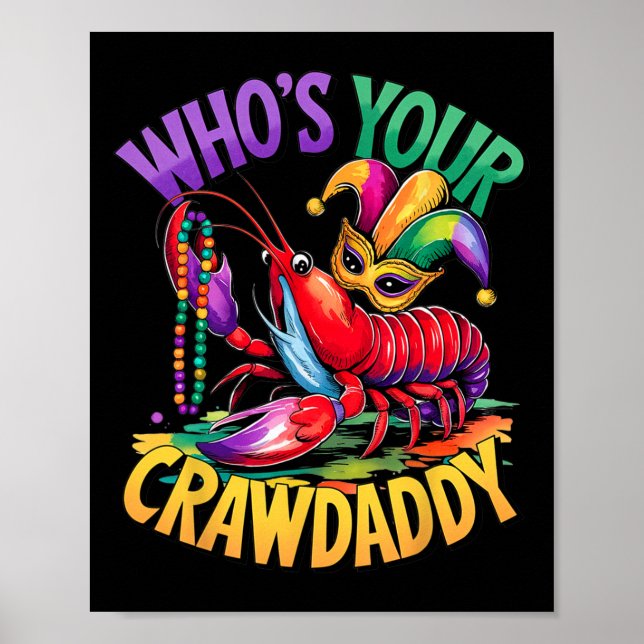Vem Är Din Crawdaddy Crawfish Jester Pärlor Rollig Poster (Framsidan)