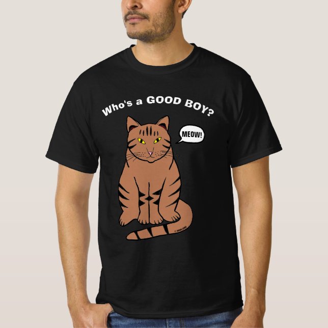 Vem är en BRA BOY? Humoristisk kattlucka T Shirt (Framsida)