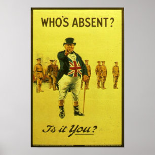 Vem är frånvarande? Är det du? Vintagens rekryteri Poster