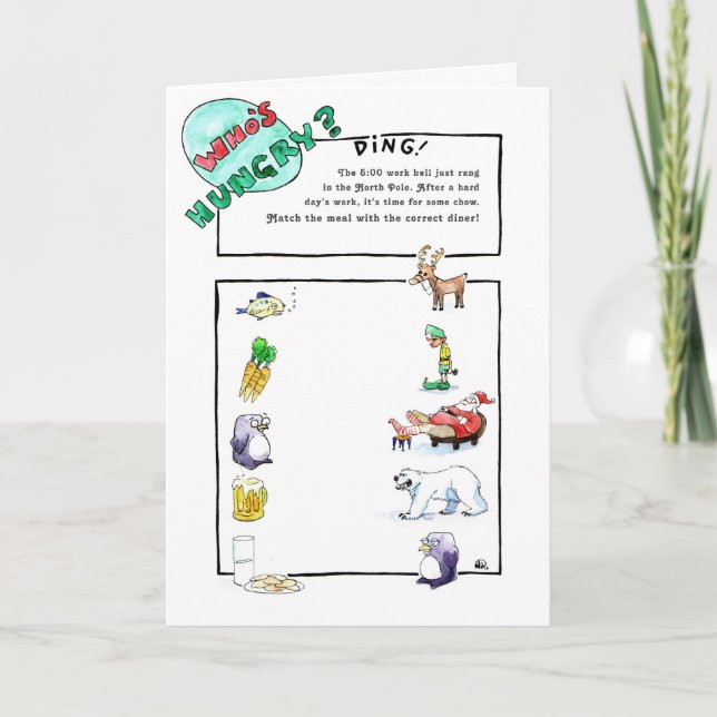 Vem är hungrig (julaftonen som matchar leken) helgkort (Framsida)