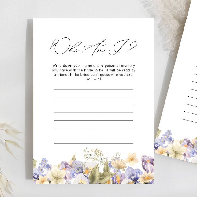 Vem är jag Lila Blommigt Möhippa Game? (Skapare uppladdad)