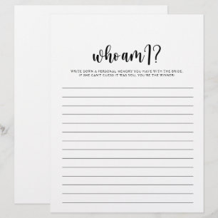 Vem är jag? Minimalistisk Möhippa-spel?