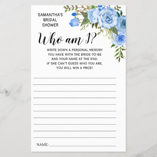 Vem är jag? Möhippa Engelskt spansk spelkort Flygblad (Framsidan)