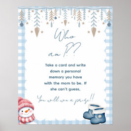 Vem Är Jag Vinter Baby Shower Minnesspelskylt Poster
