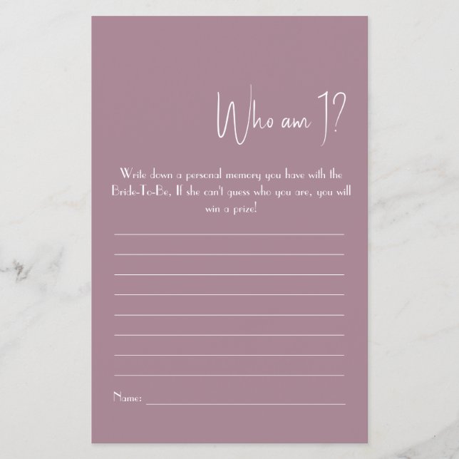 Vem är jag? Visningsprogram för spelutfällare Flygblad (Framsidan)