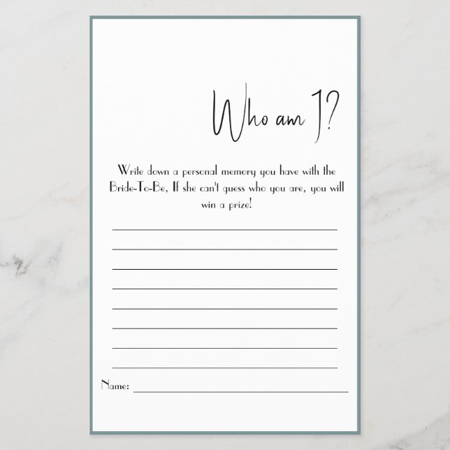 Vem är jag? Visningsprogram för spelutfällare Flygblad (Framsidan)