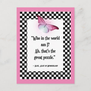 Vem är jag? Wonderland Alice Quote Vykort