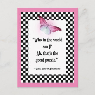 Vem är jag? Wonderland Alice Quote Vykort