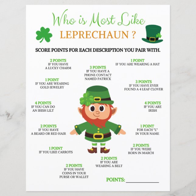 Vem är mest som ett Leprechaun-spel? (Framsida)