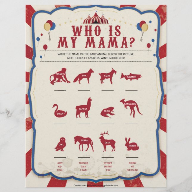 Vem är min Mamma [Circus-tema] Brevhuvud (Framsida)