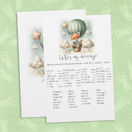 Vem är min Mamma Räv Baby Shower Spelkort Brevpapper