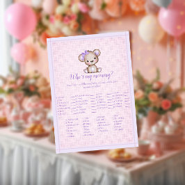 Vem är mitt Mamma Cute Lila Bear Baby-spelkort? Inbjudningar