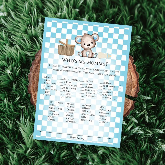 Vem är mitt Mamma Cute Nalle Baby-spelkort? Inbjudningar (Skapare uppladdad)