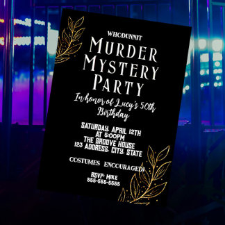 Vem är mördaren? Elegant Mysteriepartaj Inbjudningar