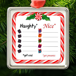 Vem är Naughty eller Nice? Julgransprydnad Metall