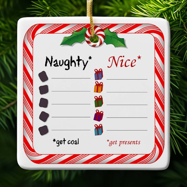 Vem är Naughty eller Nice Ornament (Who's Naughty or Nice Ceramic Ornament. Customize your message. )