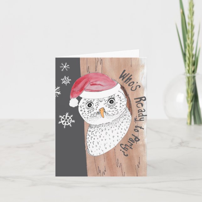 Vem är Redo till Party? Uggla Helgdag Helgkort (Framsida)