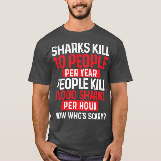 Vem är Scary - Shark Älskare Ocean Wildlife Prote? T Shirt