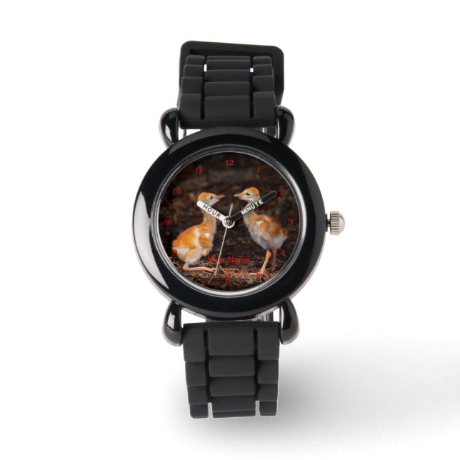 Vem är större? Sandhill crane chicks Armbandsur (Framsida)