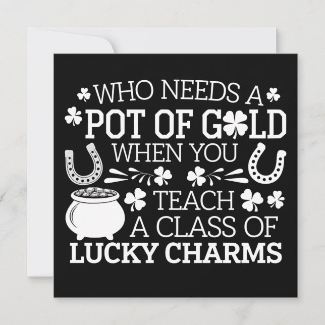Vem behöver en guldskål när man lär ut Lucky Charm Inbjudningar (Framsida)
