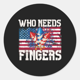 Vem behöver Finger Fireworks Runt Klistermärke