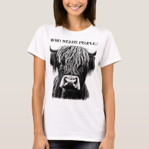"Vem behöver folk?" Highland Cow T-Shirt