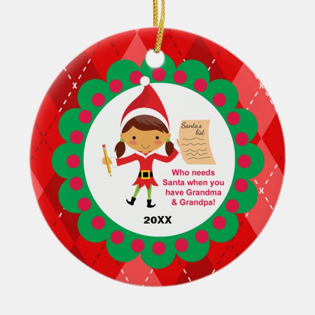 Vem behöver julmorma och morfar Elf Ornament (Framsidan)