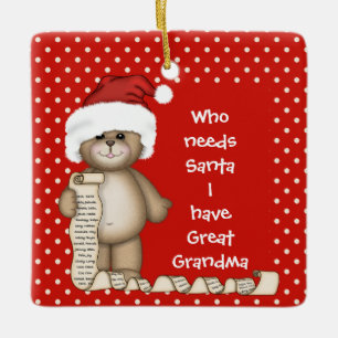 Vem behöver jultomten..Underbar mormor julprydnad Julgransprydnad Keramik