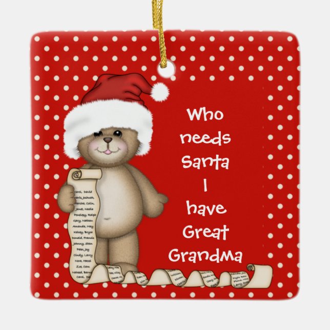 Vem behöver jultomten..Underbar mormor julprydnad Julgransprydnad Keramik (Framsida)