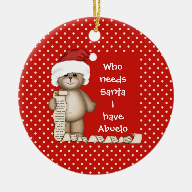 Vem behöver Santa... Abuelo julgransprydnad Keramik (Framsidan)