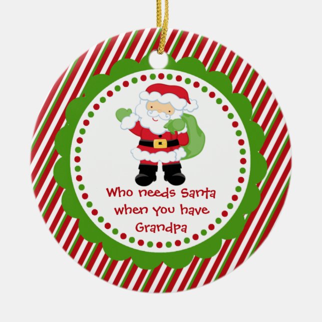 Vem behöver Santa…, Morfarjulprydnad Julgransprydnad Keramik (Framsidan)