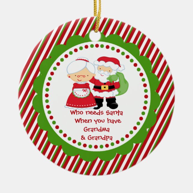 Vem behöver Santa. Mormormorfarjul Julgransprydnad Keramik (Framsidan)