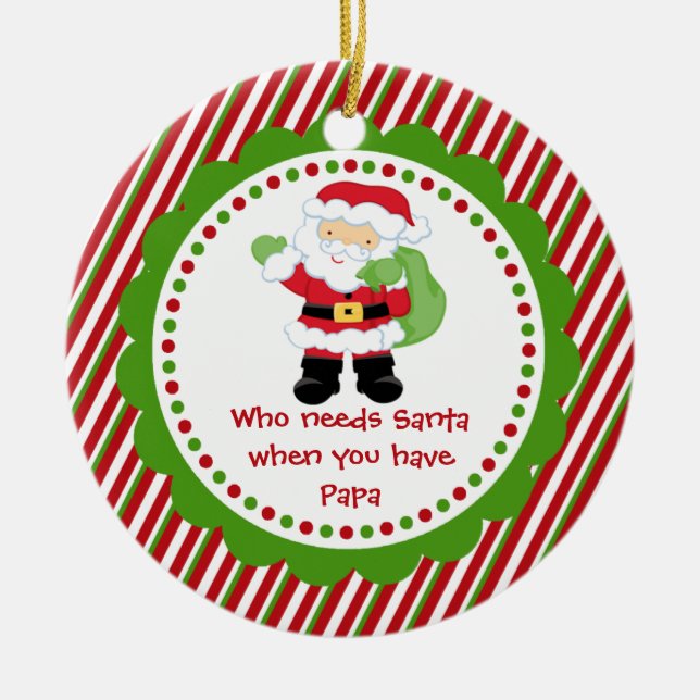 Vem behöver Santa…, Pappajulprydnad Julgransprydnad Keramik (Framsidan)