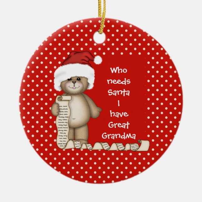 Vem behöver Santa. Underbar mormorjulprydnad Julgransprydnad Keramik (Framsidan)