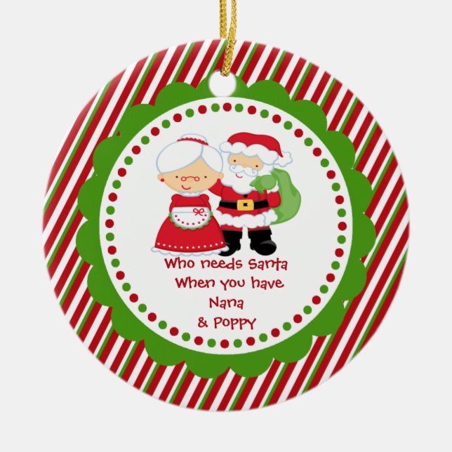 Vem behöver tomten. Mormor & Morfar jul Julgransprydnad Keramik (Framsidan)